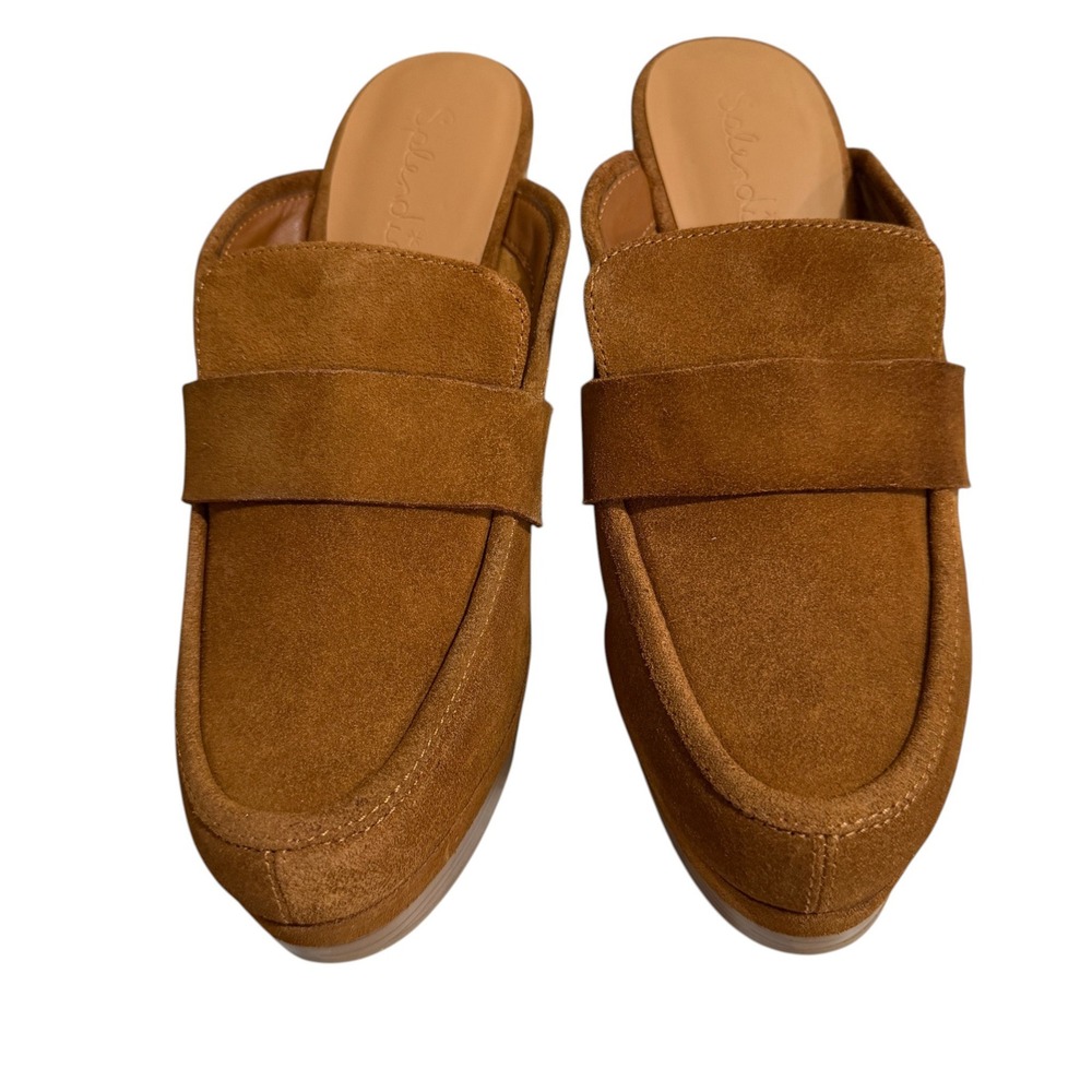 Splendid Brown Suede‎ Platform Mule Heels Womens Size 8.5 Boho Retro Statement - Picture 5 of 7